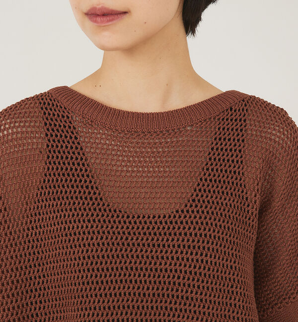 qualite「メッシュコットンスクエアニット」|ニット・セーター|