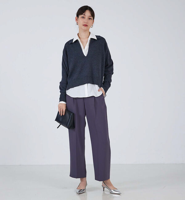 qualite「シャツカラーニットプルオーバー」|ニット・セーター|