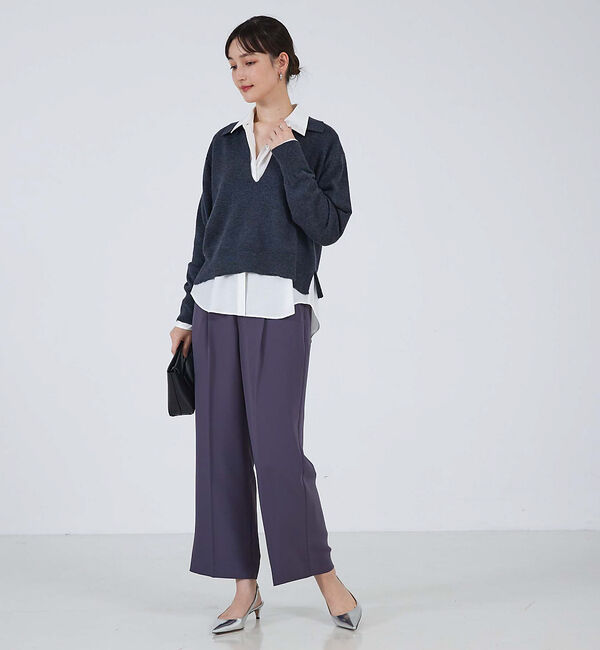 qualite「シャツカラーニットプルオーバー」|ニット・セーター|