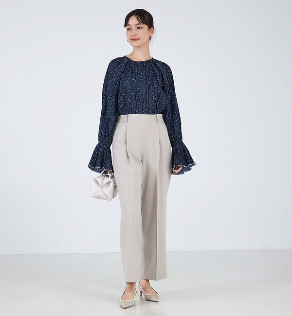 qualite「ドットプリーツブラウス」|シャツ・ブラウス|