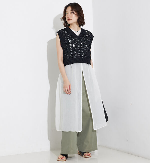 qualite「ソフトオーガンジーロングブラウス」|シャツ・ブラウス|