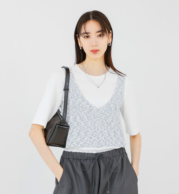 qualite「カスリヤーン畦ニットキャミソール」|キャミソール|