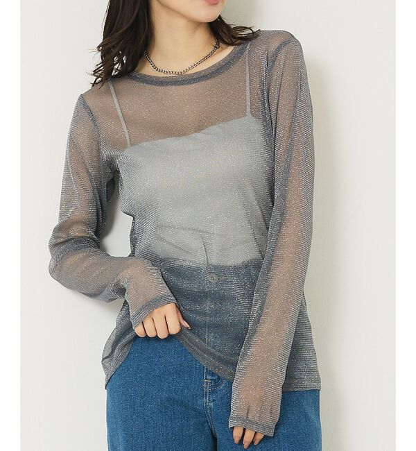 abahouse mavie「ラメチュールロンT」|Tシャツ・カットソー|チャコールグレー