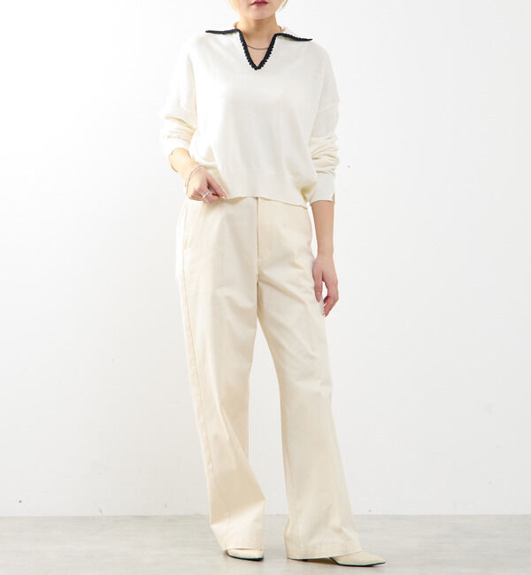 SOFFITTO「かぎ針刺繍スキッパーニット」|ニット・セーター|