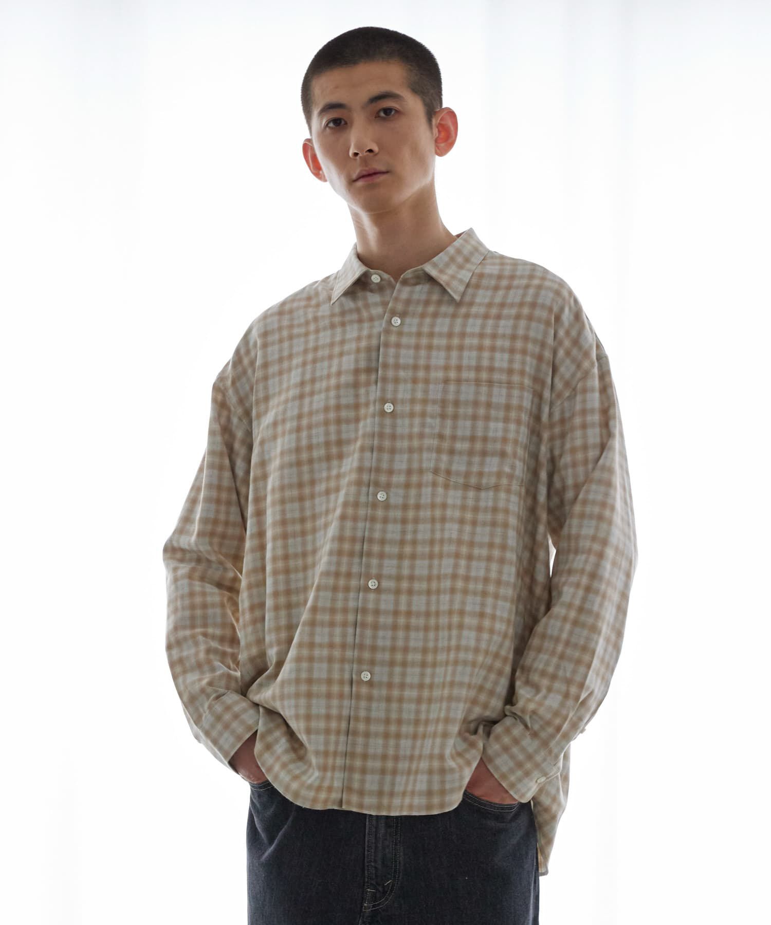 URBAN RESEARCH「new basic トーマスメイソンオーバーネルシャツ」|シャツ・ブラウス|ベージュ