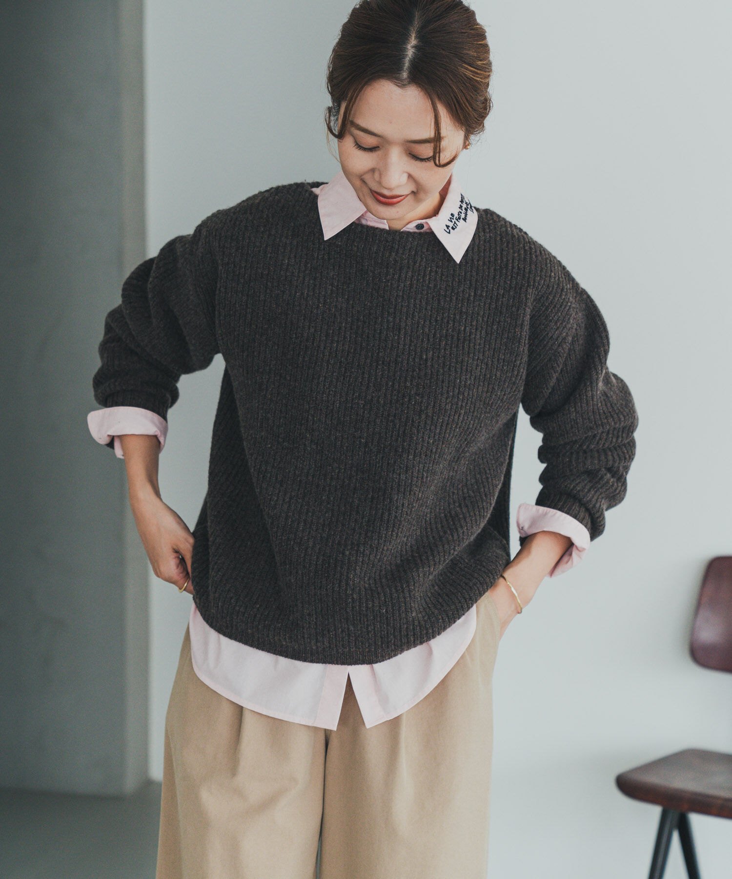 URBAN RESEARCH DOORS「ハミルトンウール畦ボートネックプルオーバー」|ニット・セーター|