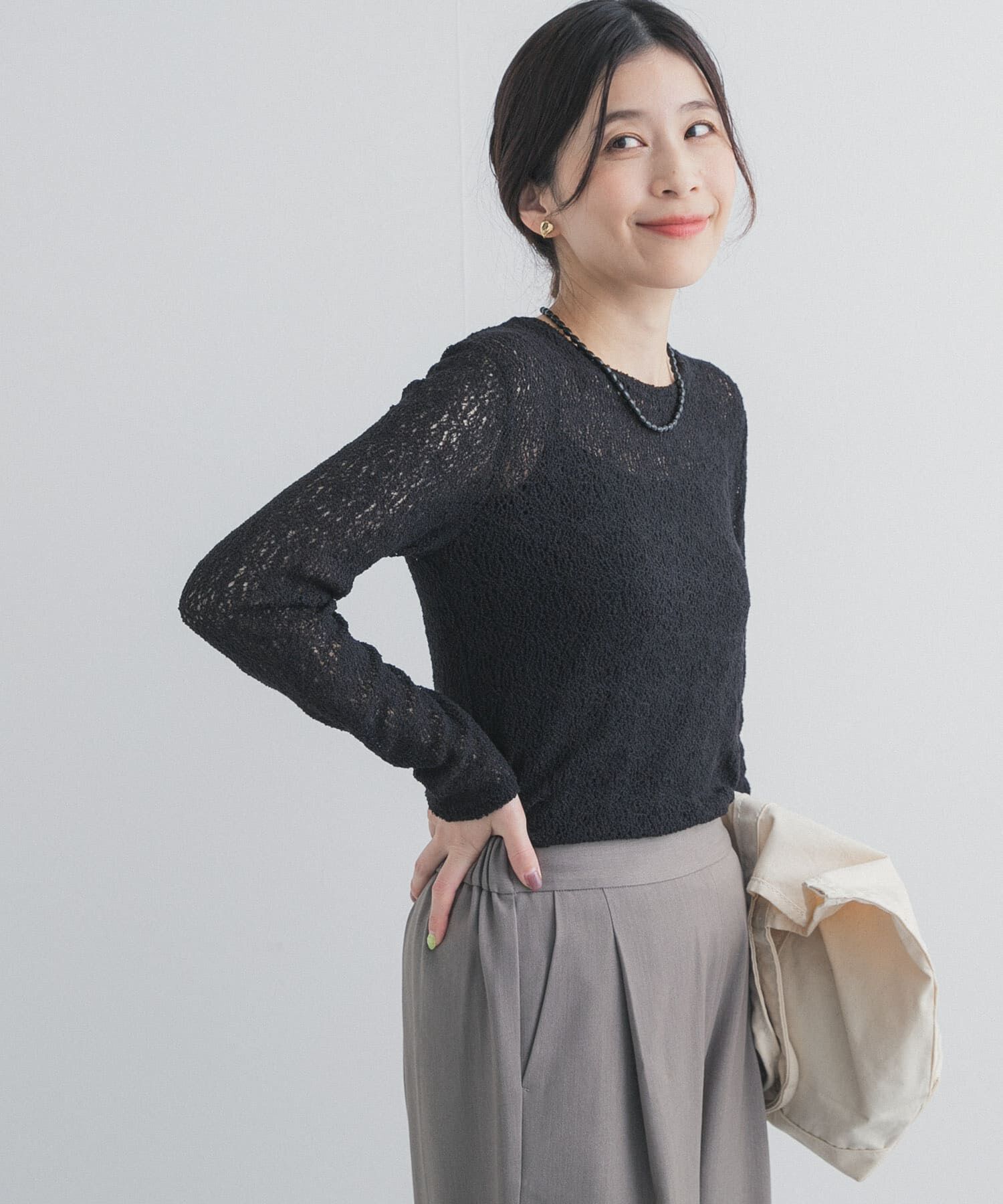 URBAN RESEARCH DOORS「カーリーラッセルレースロングスリーブTシャツ」|Tシャツ・カットソー|