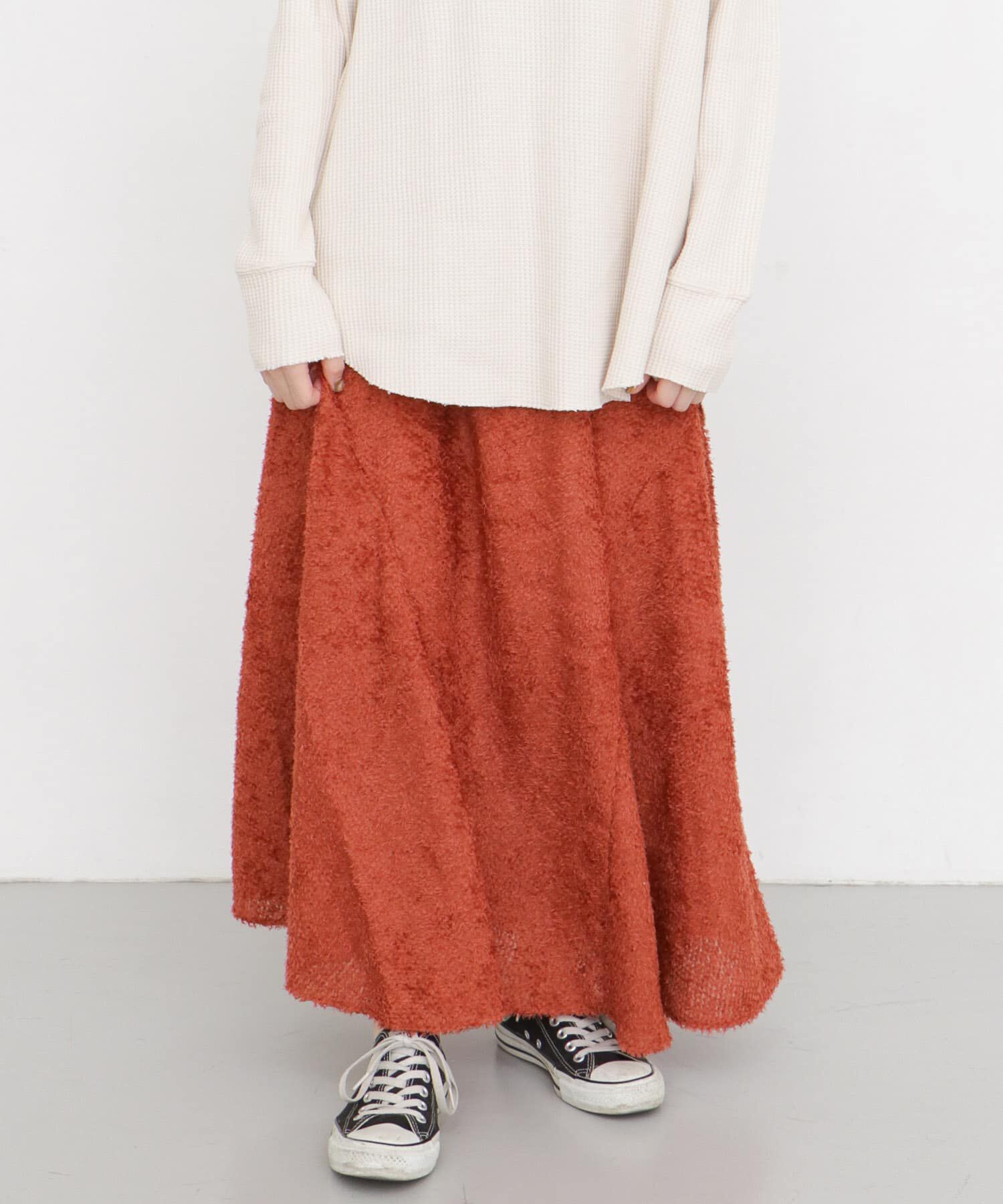  「シフォンフリンジフレアスカート&there4;」|スカート|ブラウン系その他