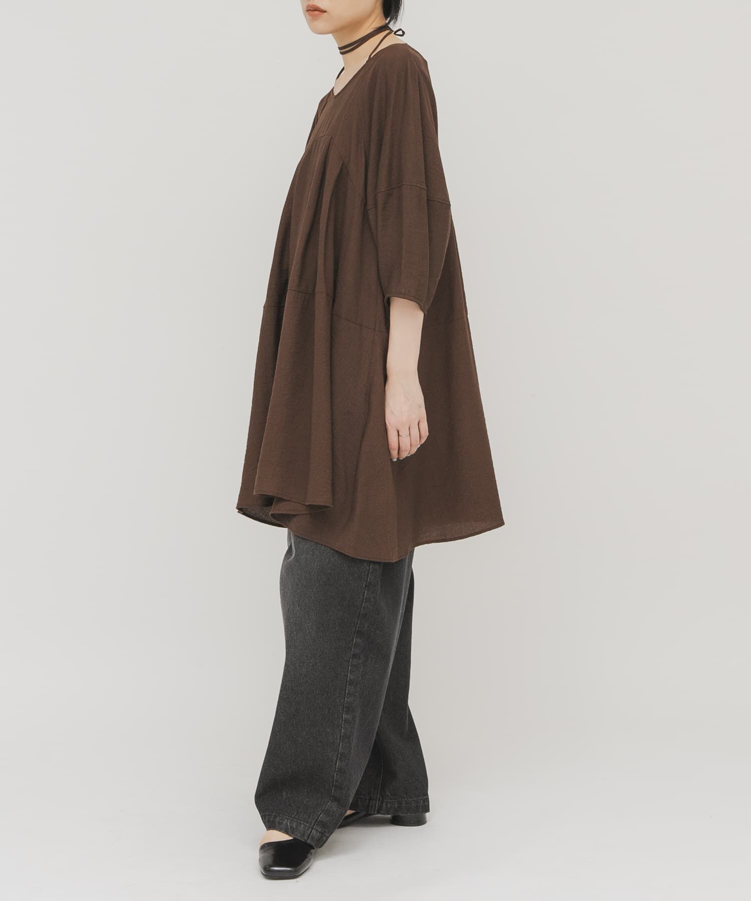  「チョーカーデザインミニワンピース」|ワンピース|ブラウン