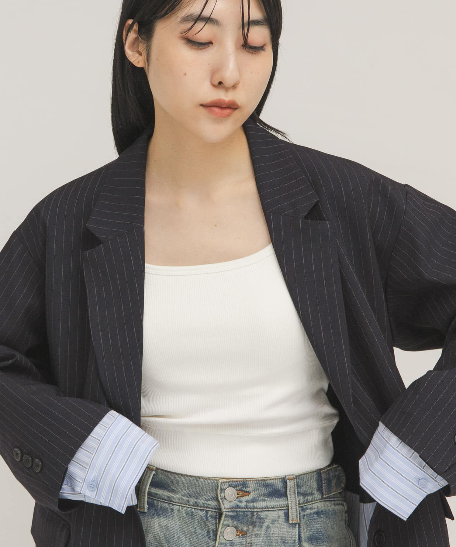  「ダブルストラップクロップドキャミソール」|キャミソール|