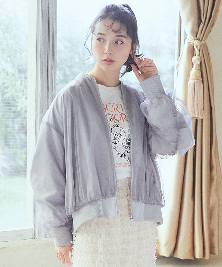 earth music&ecology「チュールレイヤードMA-1」|ブルゾン・スタジャン|