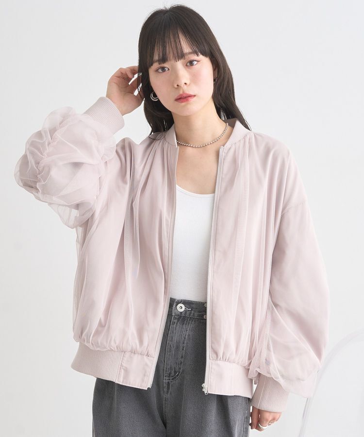 earth music&ecology「チュールレイヤードMA-1」|ブルゾン・スタジャン|