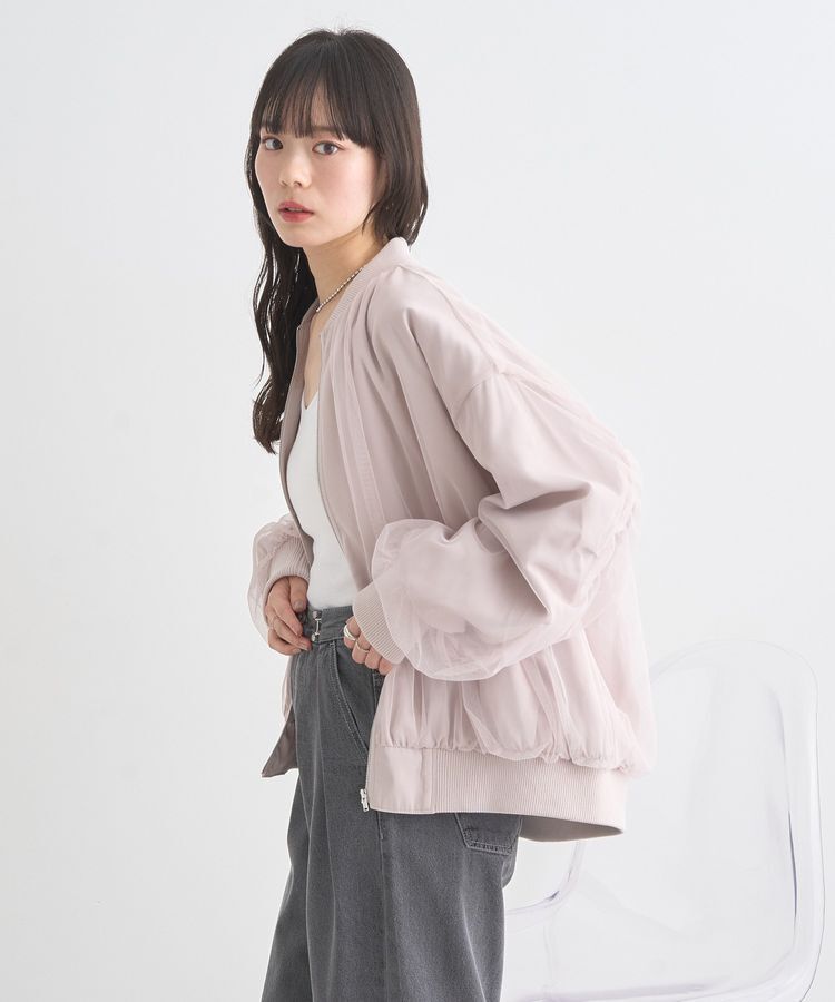 earth music&ecology「チュールレイヤードMA-1」|ブルゾン・スタジャン|