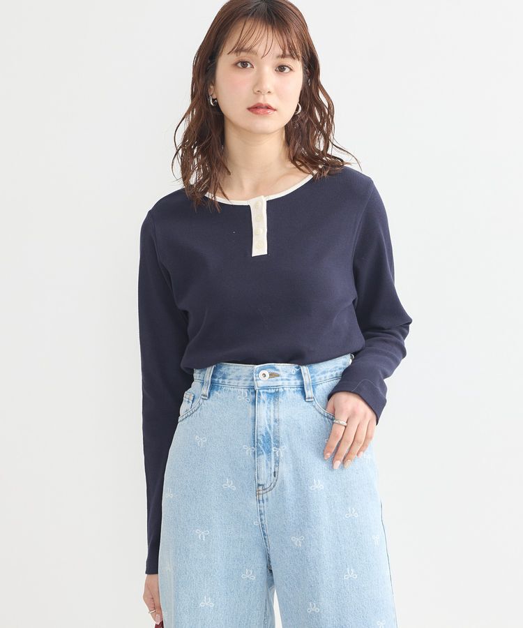 earth music&ecology「2WAY釦リブプルオーバー」|Tシャツ・カットソー|