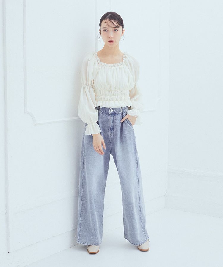 earth music&ecology「タックホックデニムパンツ」|デニム|