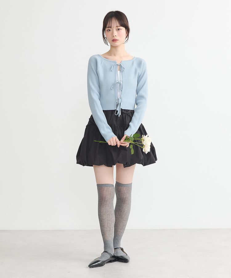 earth music&ecology「フロントリボンリブニットカーディガン」|カーディガン|