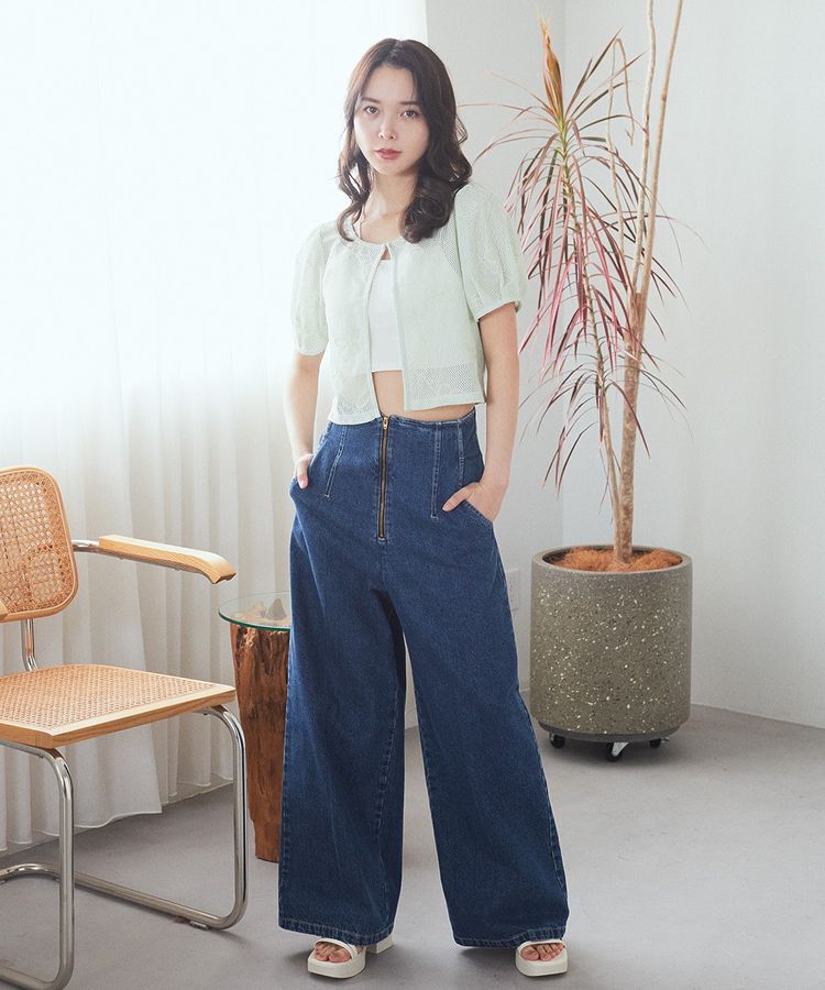 earth music&ecology「フロントZIPバックレースアップデニム」|デニム|