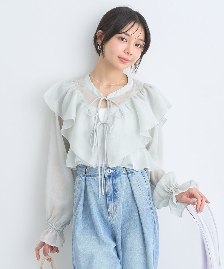 earth music&ecology「シアーラッフルショートボレロ」|シャツ・ブラウス|