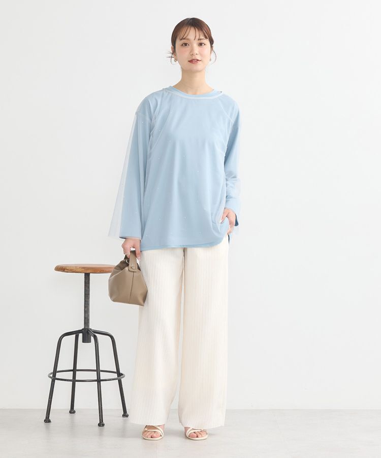 earth music&ecology「ラインストーンチュールドッキングプルオーバー」|Tシャツ・カットソー|