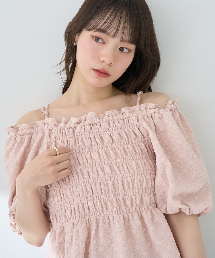 earth music&ecology「2wayオフショルジャガードブラウス」|シャツ・ブラウス|