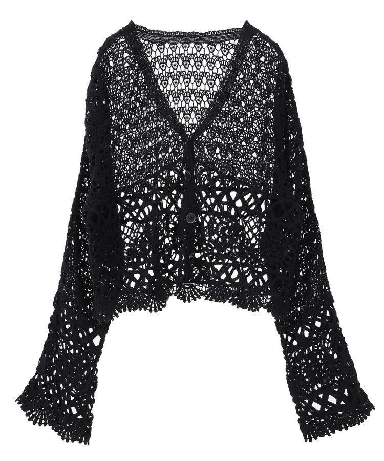 earth music&ecology「クロシェ風Vネックカーディガン」|カーディガン|