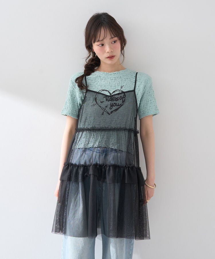 earth music&ecology「チュールミニキャミワンピース」|ワンピース|
