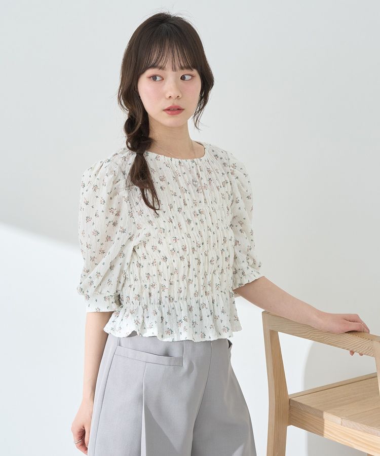 earth music&ecology「花柄ポコポコシャーリングトップス」|Tシャツ・カットソー|