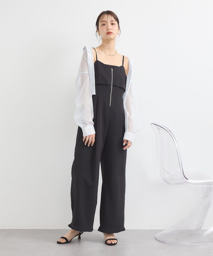 earth music&ecology「ミニフリルフロントジップロンパース」|オールインワン|