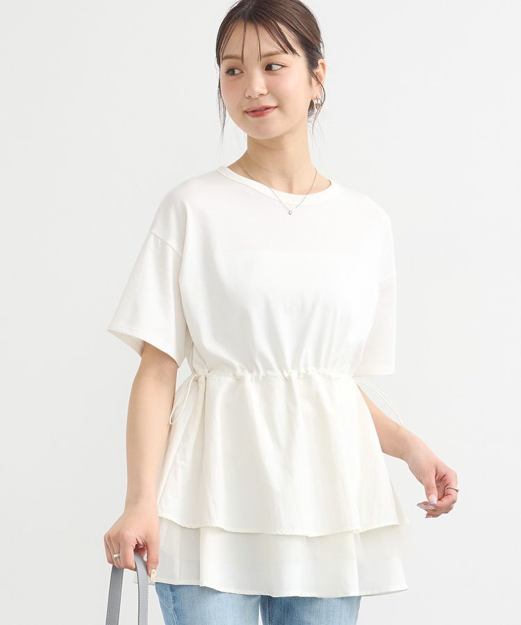 earth music&ecology「異素材ドッキングドロストチュニック」|チュニック|