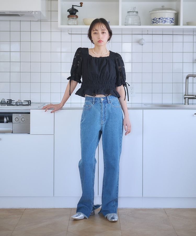 earth music&ecology「透かし花柄ブラウス」|シャツ・ブラウス|