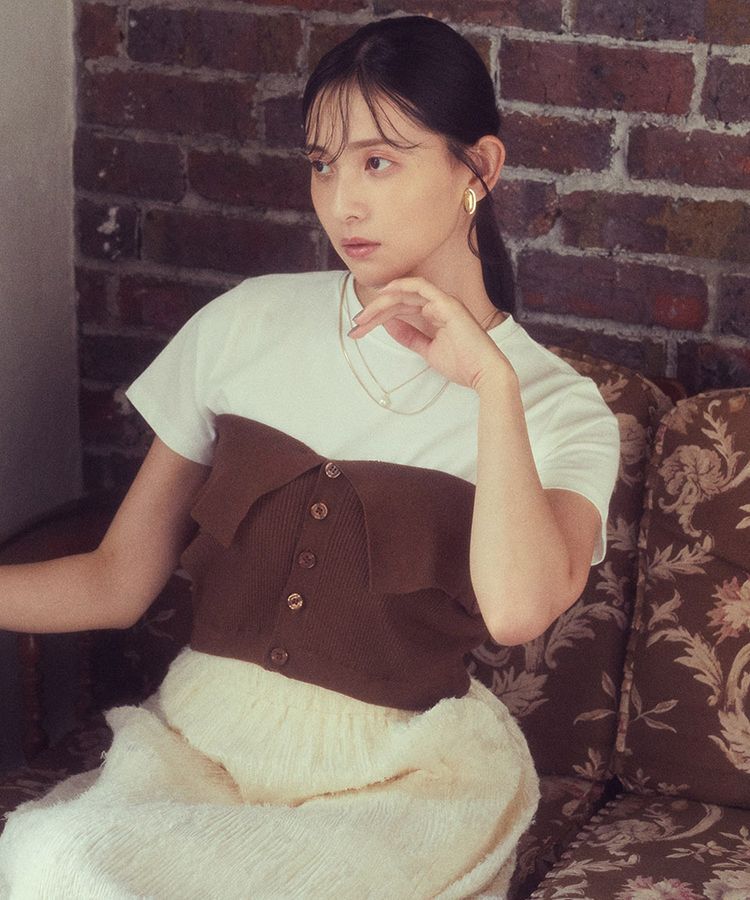 earth music&ecology「SET2点コンパクトTEE＋マルチwayニットビスチェ」|Tシャツ・カットソー|