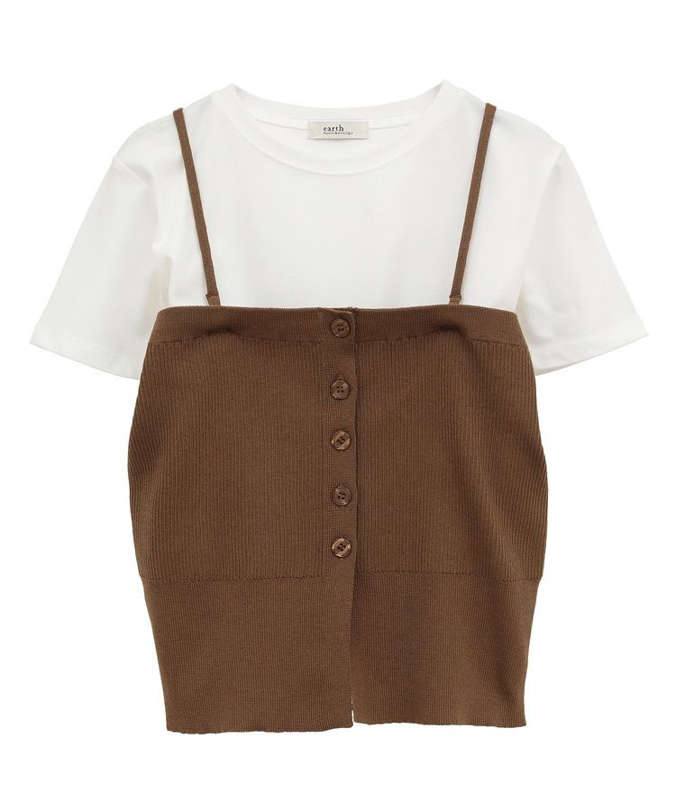 earth music&ecology「SET2点コンパクトTEE＋マルチwayニットビスチェ」|Tシャツ・カットソー|