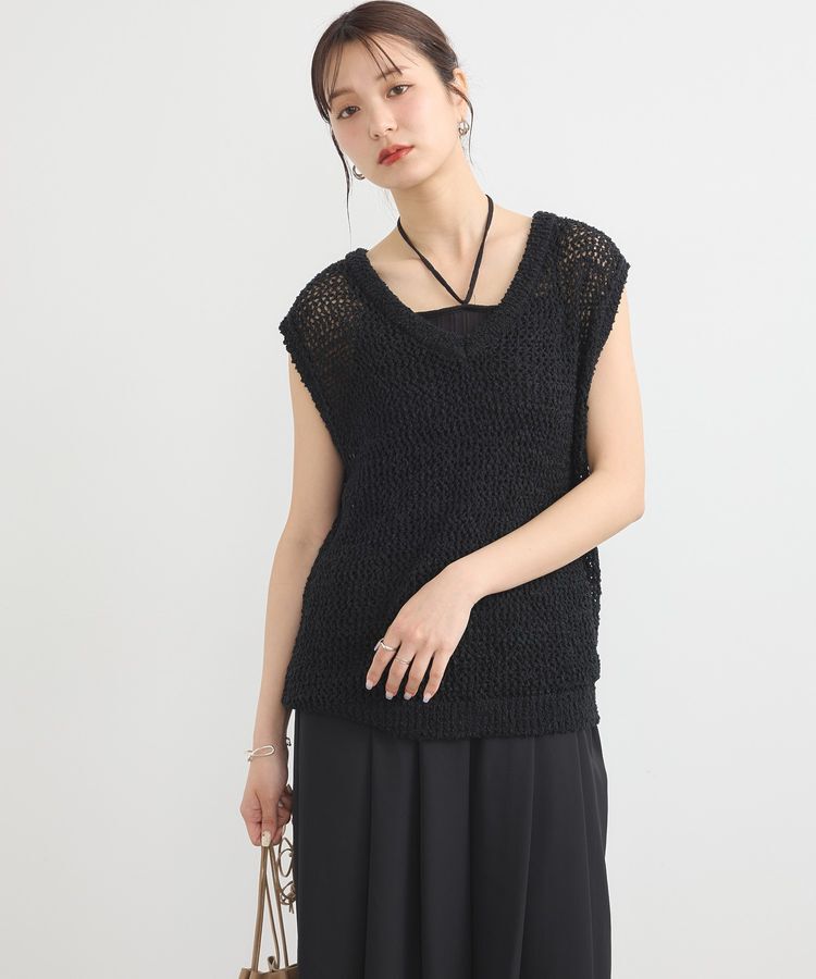 earth music&ecology「クルクルヤーンメッシュベスト」|ベスト・ジレ|