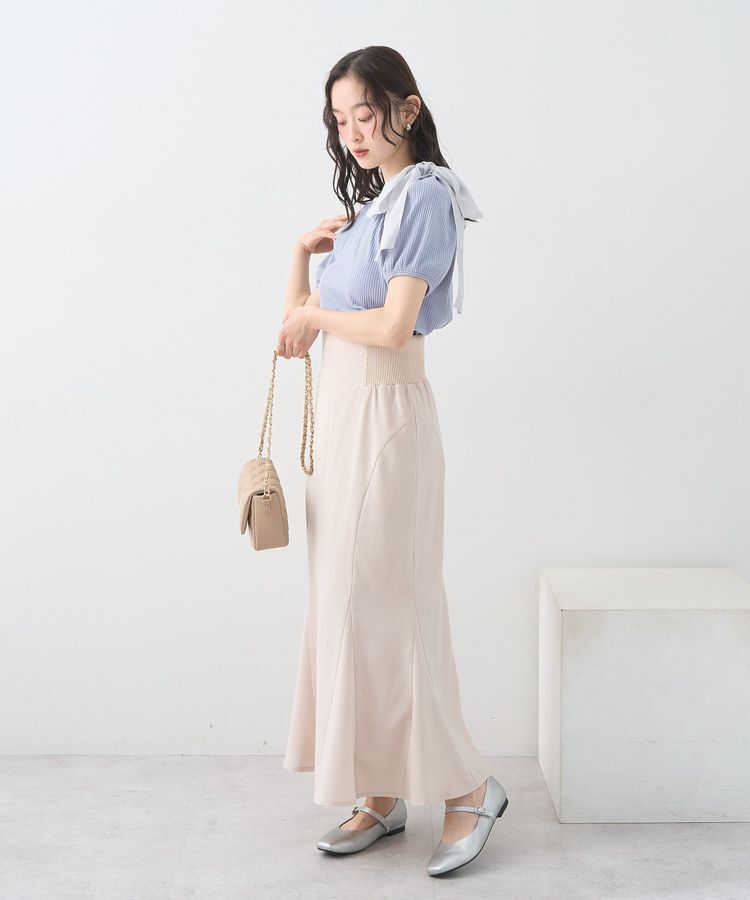 earth music&ecology「アシメ肩リボンカットソー」|Tシャツ・カットソー|