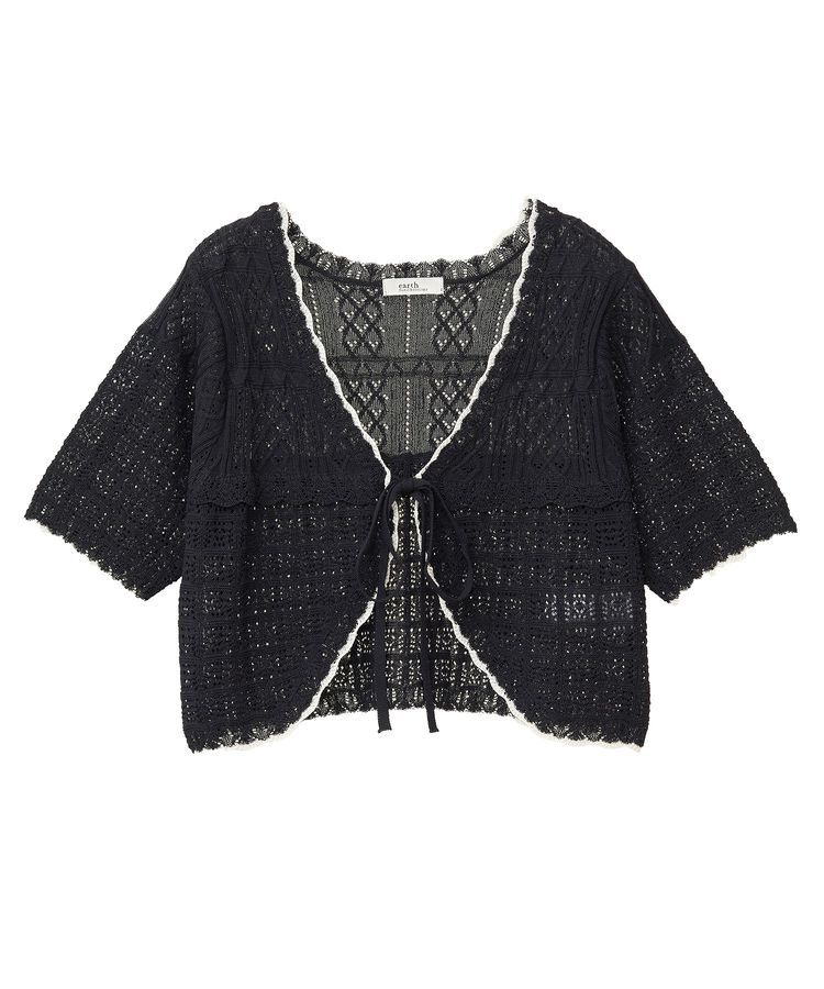earth music&ecology「ミニスカラップ透かし編みニットカーディガン」|カーディガン|