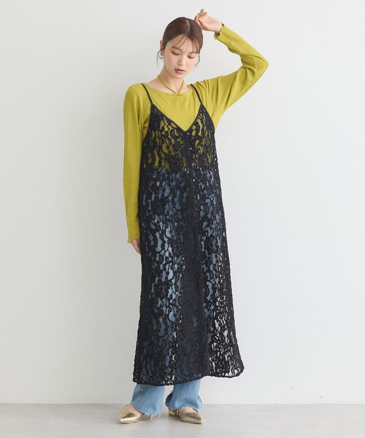 earth music&ecology「起毛レースレイヤードキャミワンピース」|ワンピース|