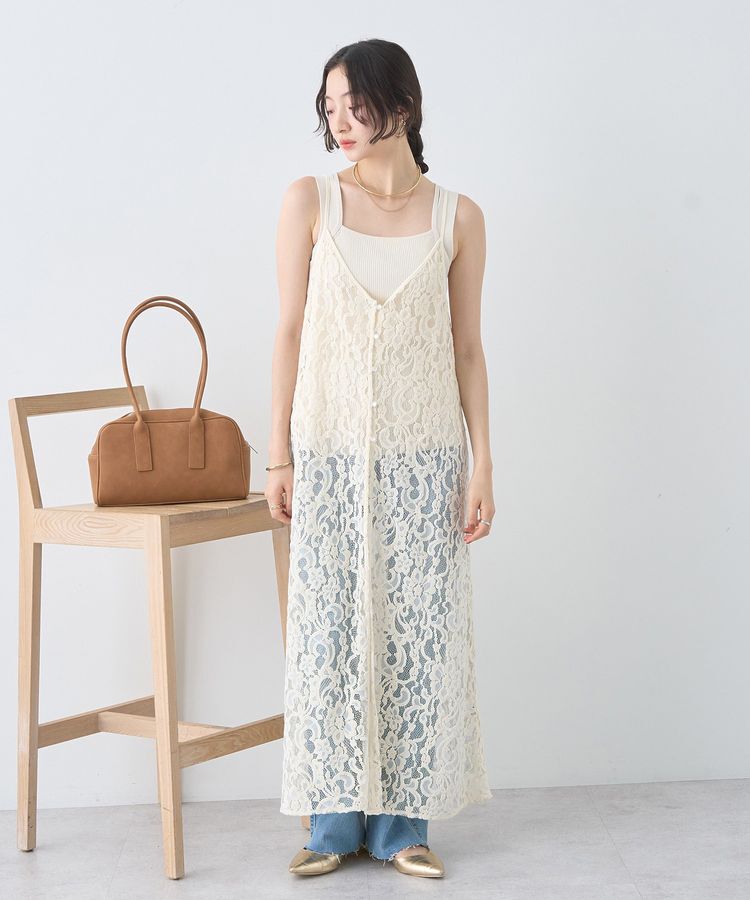 earth music&ecology「起毛レースレイヤードキャミワンピース」|ワンピース|