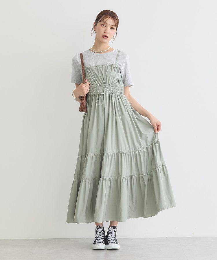 earth music&ecology「ドロストシャーリングキャミワンピース」|ワンピース|
