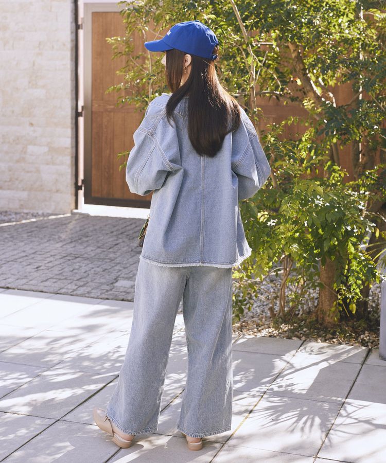 earth music&ecology「デニムノーカラーカバーオール」|テーラードジャケット|