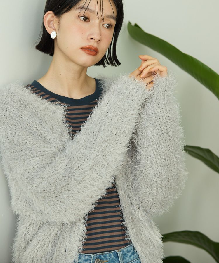 AMERICAN HOLIC「シャギーニットクルーネックカーディガン」|カーディガン|Gray Beige