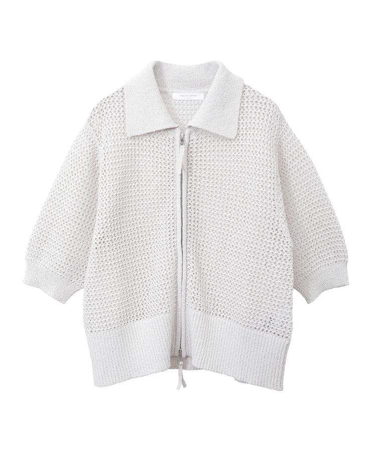 Green Parks「襟付きメッシュ編みZIPカーディガン」|カーディガン|