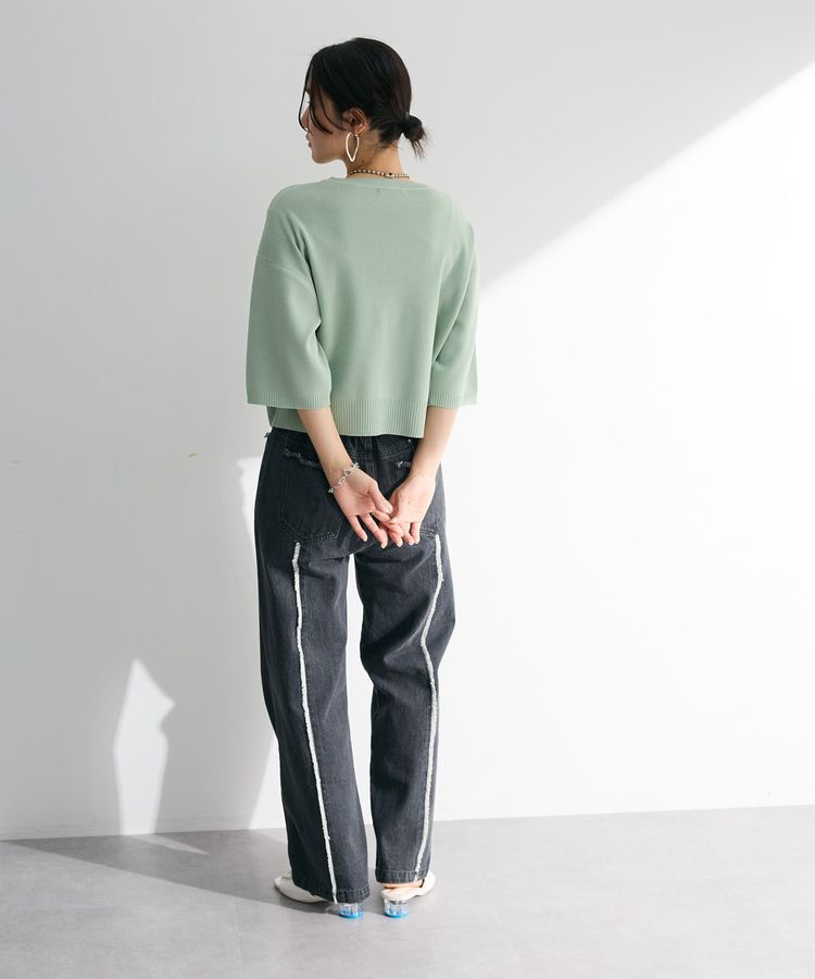 Green Parks「・ELENCARE DUE ロゴ刺繍6分袖ニット」|ニット・セーター|