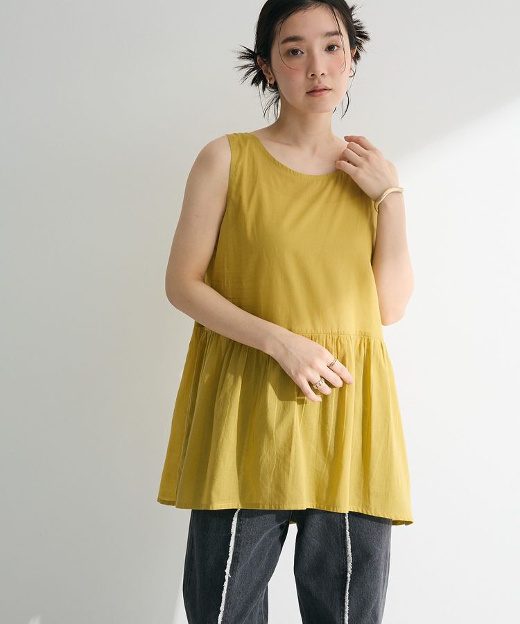 Green Parks「インド綿 SET2点 ギャザーシャツ+布帛インナー」|シャツ・ブラウス|