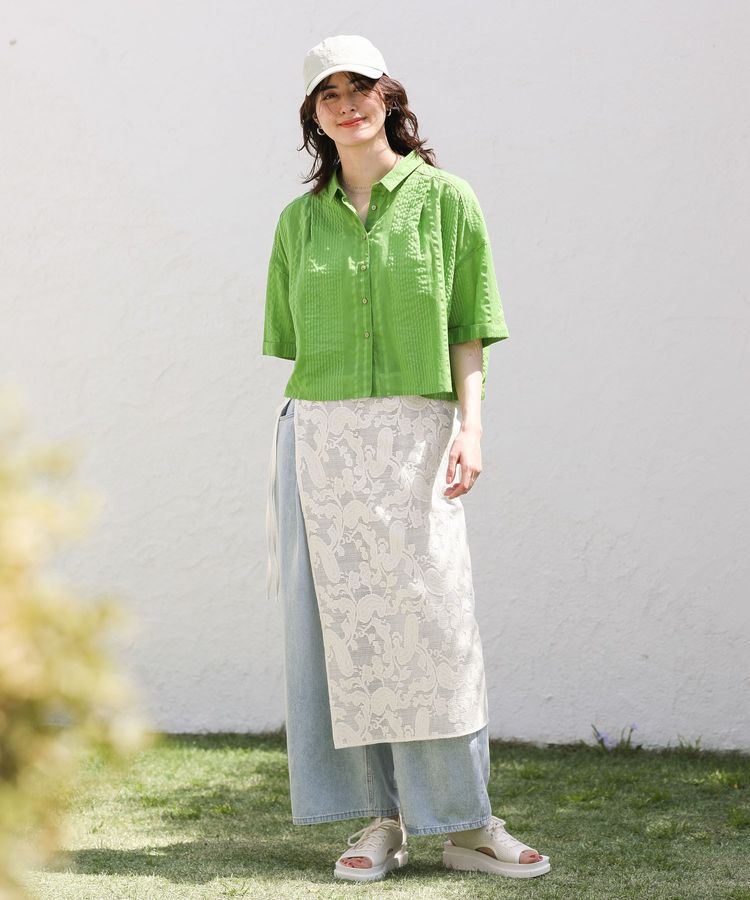 Green Parks「インド綿 SET2点 ギャザーシャツ+布帛インナー」|シャツ・ブラウス|