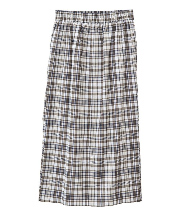 Green Parks「チェック柄シャーリングIラインスカート」|タイト|