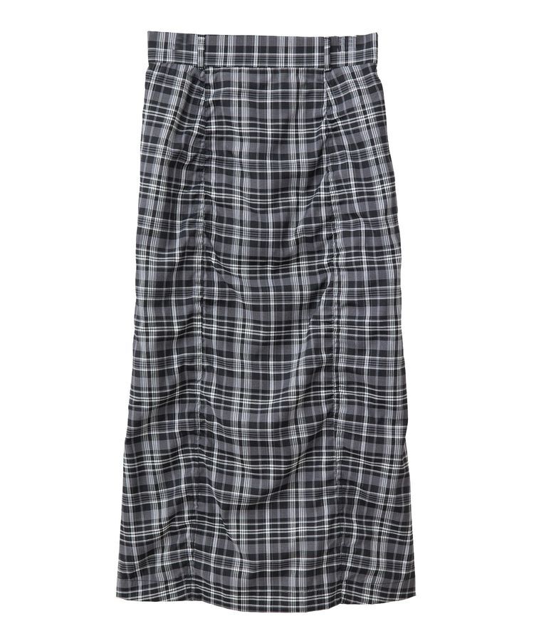 Green Parks「チェック柄シャーリングIラインスカート」|タイト|