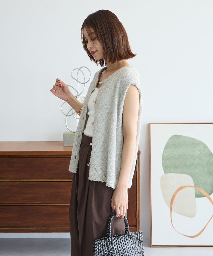 Green Parks「ツィード風金釦ニットベスト」|ベスト・ジレ|
