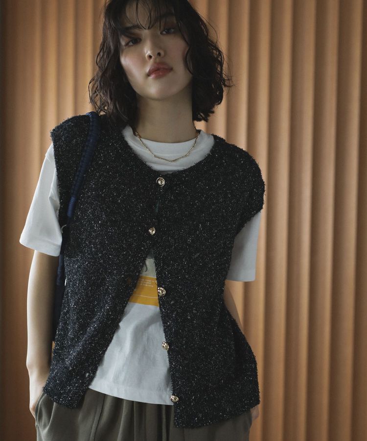 Green Parks「ツィード風金釦ニットベスト」|ベスト・ジレ|