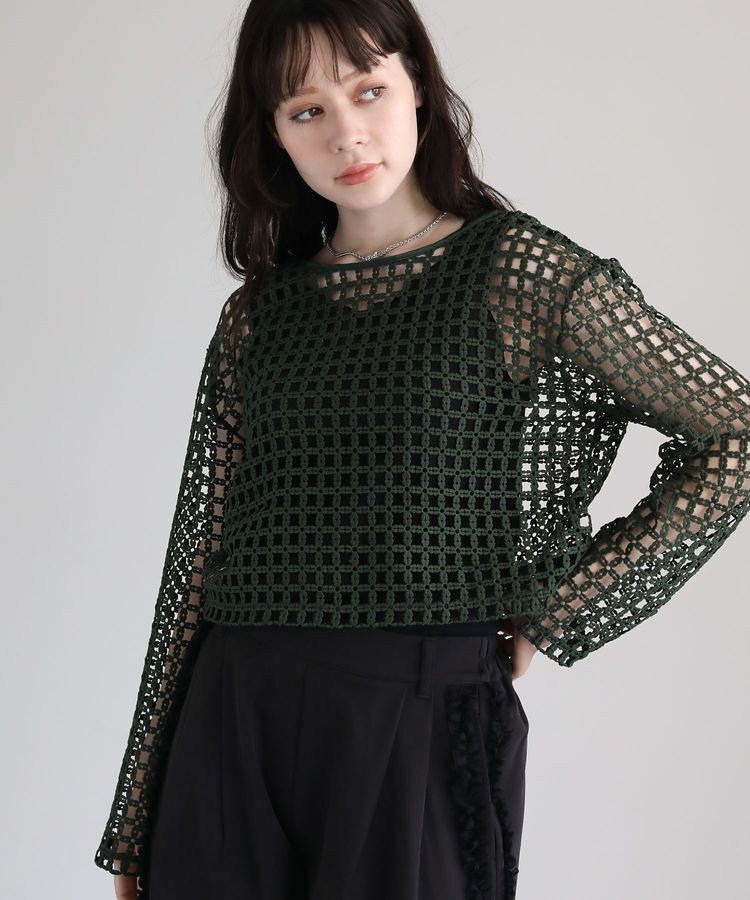 Green Parks「・SUGAR SPOON 2wayフラワーメッシュカーデ」|カーディガン|Green