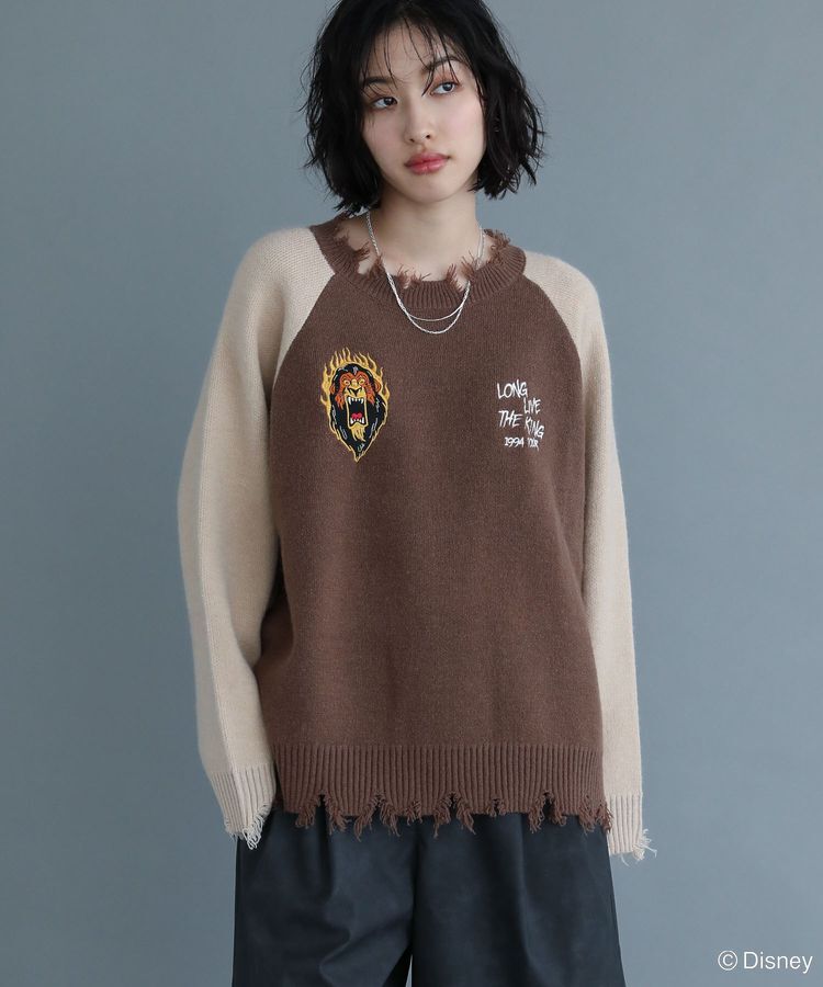 Green Parks「VILLAINS/スカー/ダメージラグラン配色ニット」|ニット・セーター|